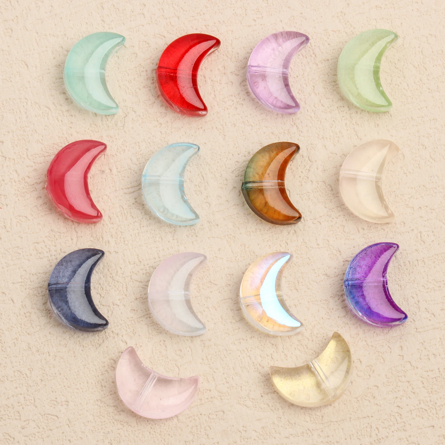 

20pcs Trendy Moon Shape Lampwork Glass Bead Clear Czech Crystal Beads for Jewelry Making Supplies DIY Charms Bracelets Accessory