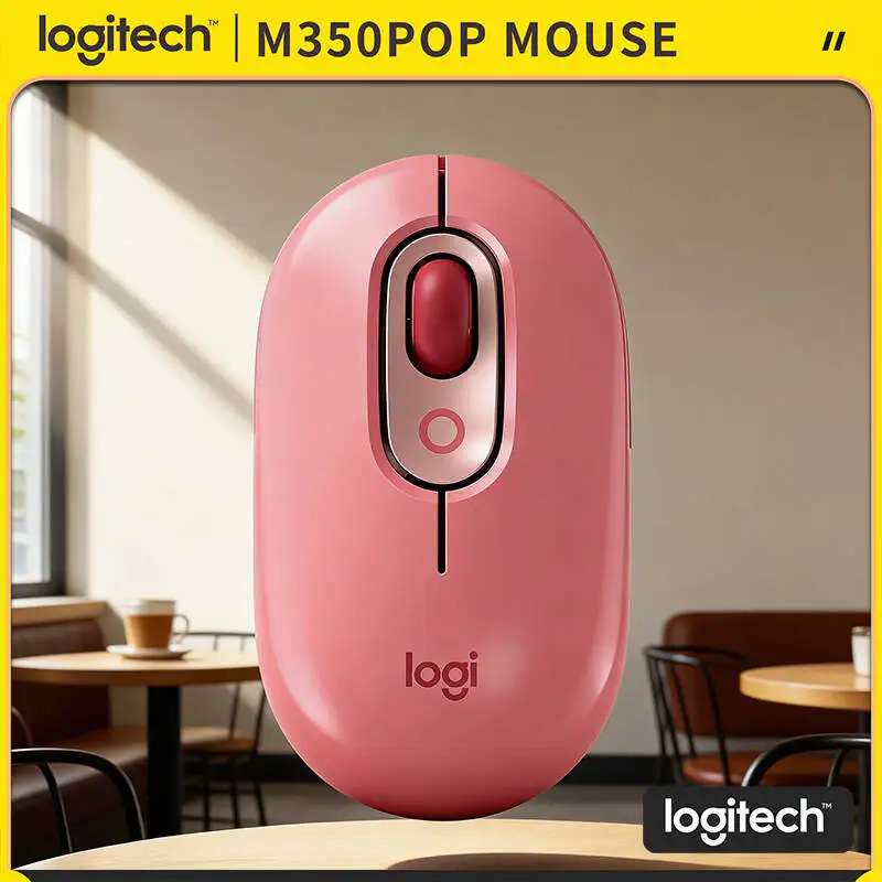 

Тонкая портативная мышь Logitech M350 POP Silent Touch из переработанного пластика, Bluetooth, для Windows, macOS, ChromeOS, iPadOS