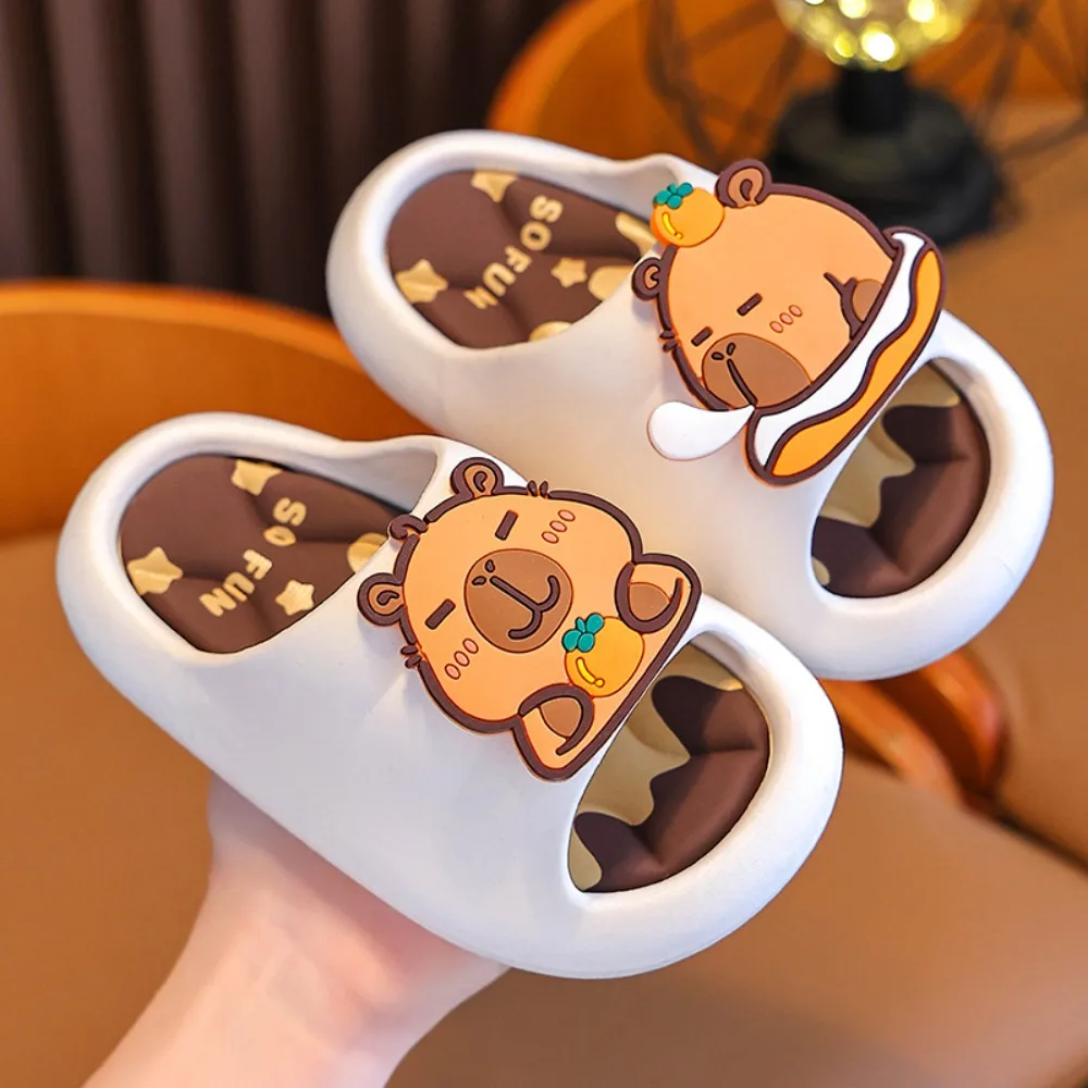 

PVC Cute Capybara Slippers Thickened Soft Cartoon Animal Slippers Detachable Resilience Children's Bathroom Sandals Boys