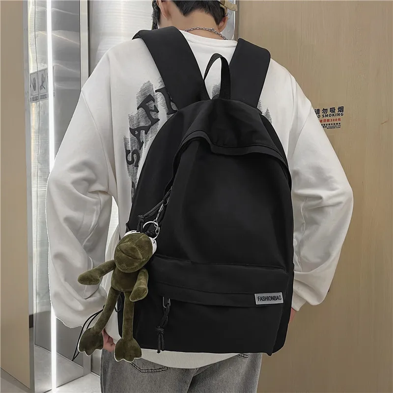 Minimalist Solid Color Large Capacity Lightweight Nylon Teen Student Unisex Backpack School Travel Dual Use Casual Everyday 2025