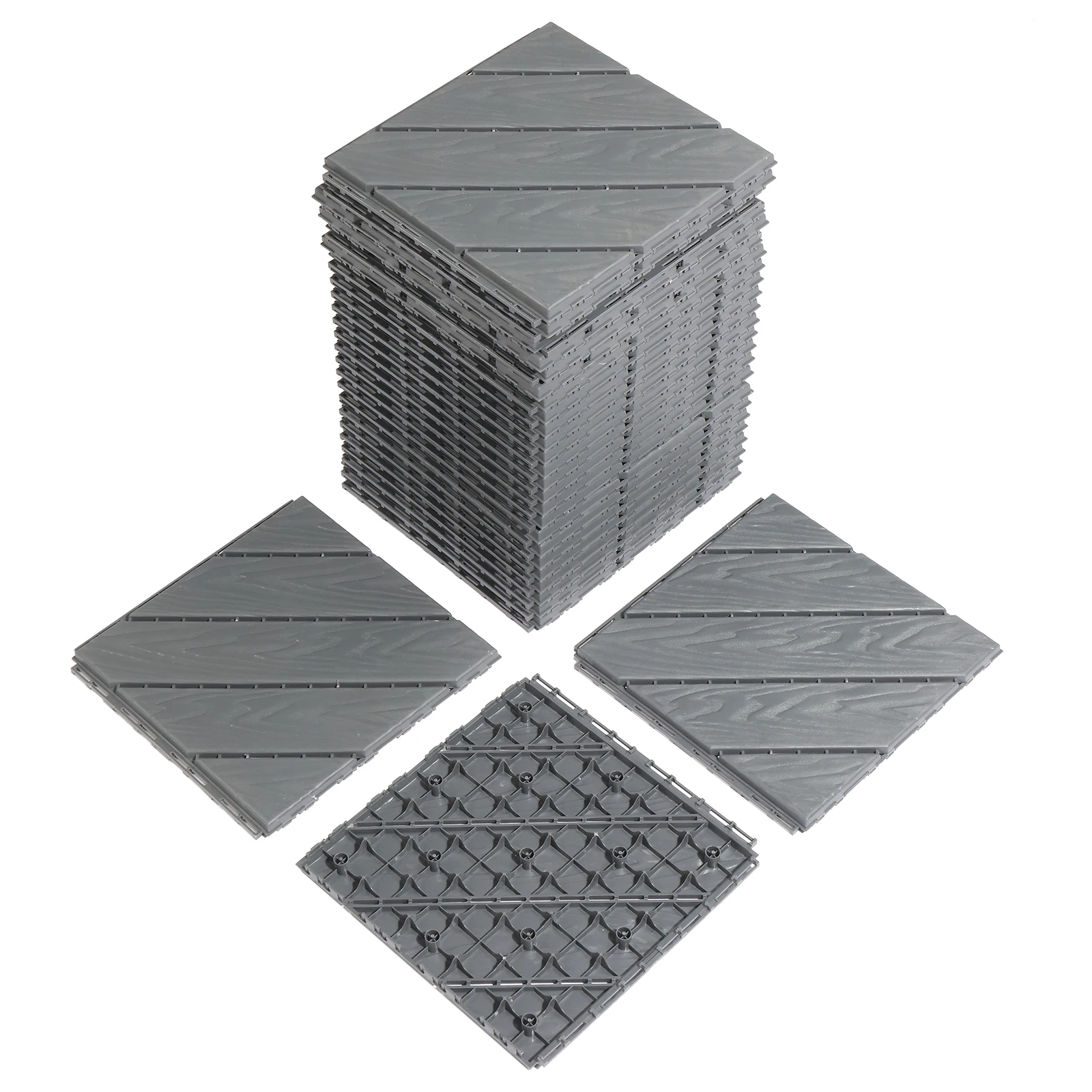 Plastic Interlocking Deck Tiles, 9 Pack, 11.8