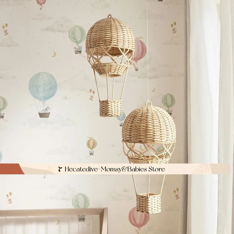 【Must Have】dekoracje wiszące do pokoju dziecięcego Ręcznie tkany rattanowy balon wiszący w stylu boho do pokoju dziecięcego z organicznymi krzywiznami ​   balony na gorące powietrze
