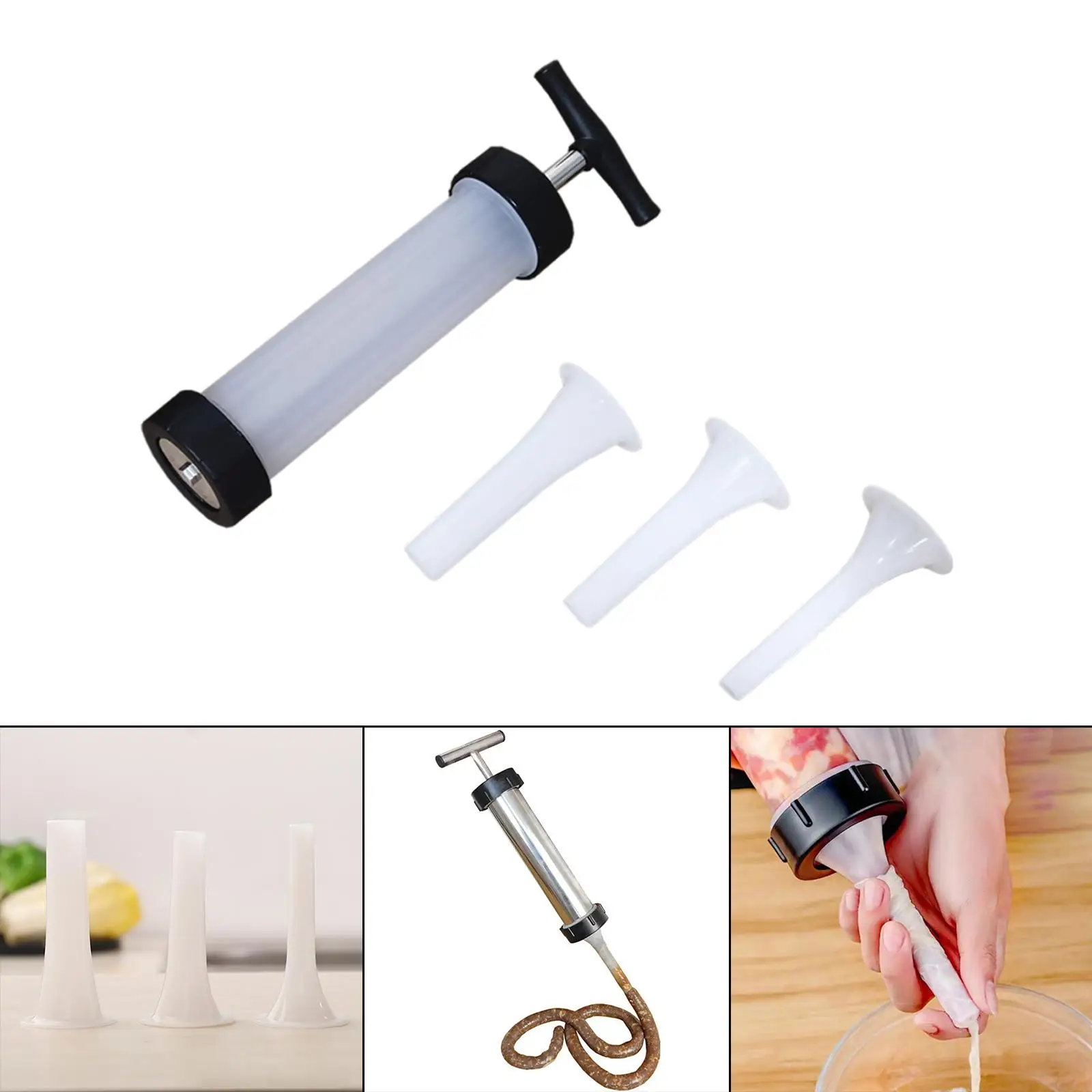 Hand Operated Stuffer Meat Filling Machine Meat Stuffer Filler , white
