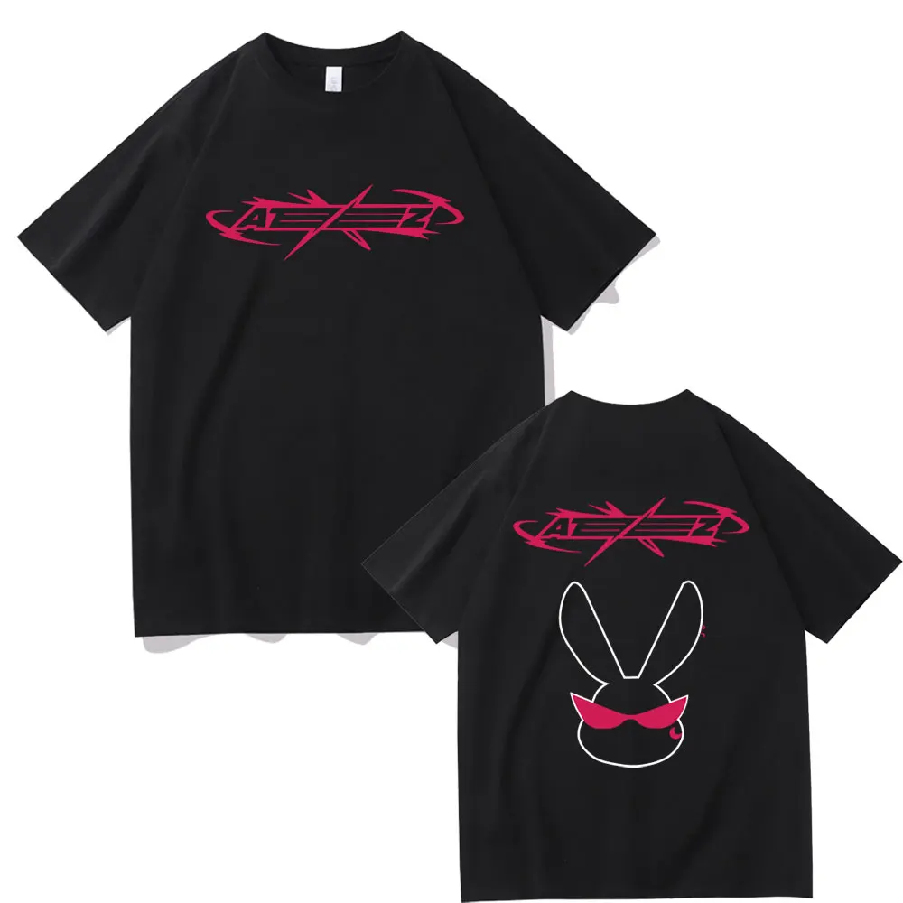 

Korean Fashion Trend Ateez Double Sided Print T-shirt Men Women Casual Kpop Tshirt Male Hip Hop Oversized T Shirts Streetwear