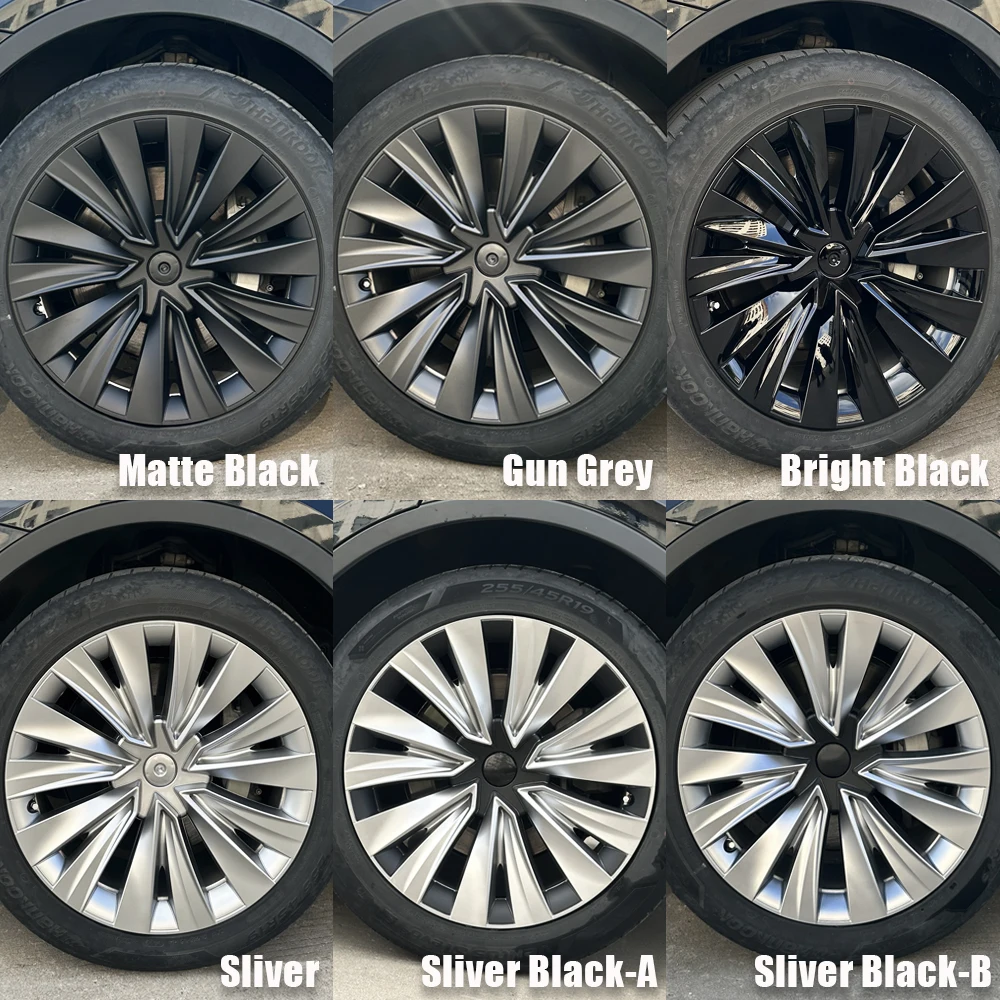 4 قطعة قبعات العجلات ل تسلا نموذج Y 19 بوصة غطاء محور الأداء السيارات استبدال HubCap غطاء حافة كاملة اكسسوارات 2018-2024 #3