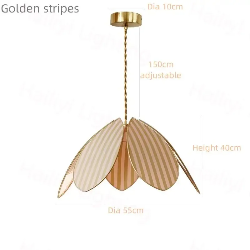 

Современный минималистичный шестилепестковый цветок для ресторана, светодиодные подвесные светильники, тканевые эстетические золотые полосы, прикроватный декор для спальни, подвесной светильник