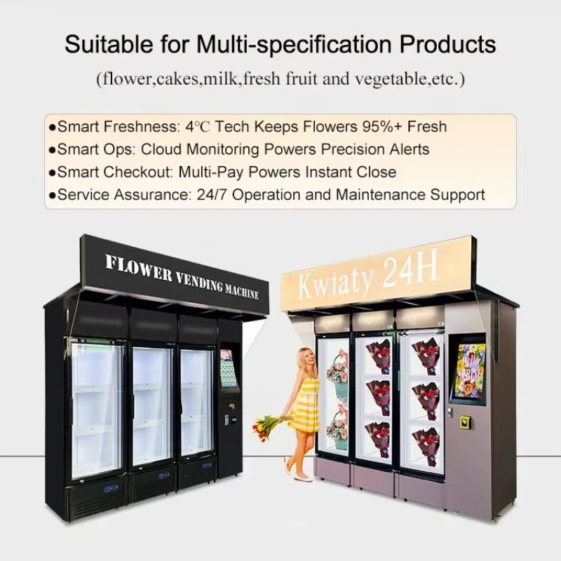 Aangepaste raster originele energiebesparende koeling bloem automaat meerdere compartimenten locker automaat voor boeket