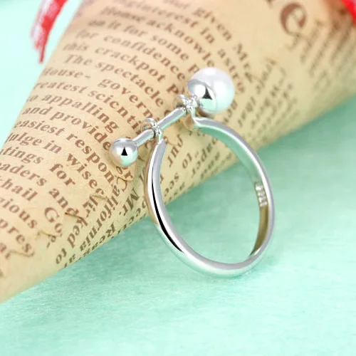 Pearl Rings 925 Sterling Silver Opening Size Index Ring Zircon Studded Drill Adjustable Ring Women Fine Gifts