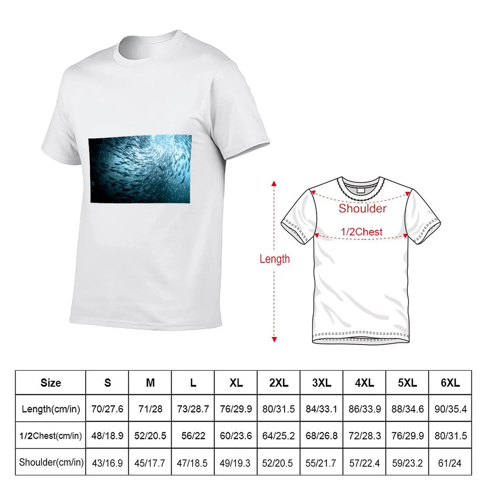 Inside of a school fish T-Shirt Sports Casual Short Sleeve Cotton Tee