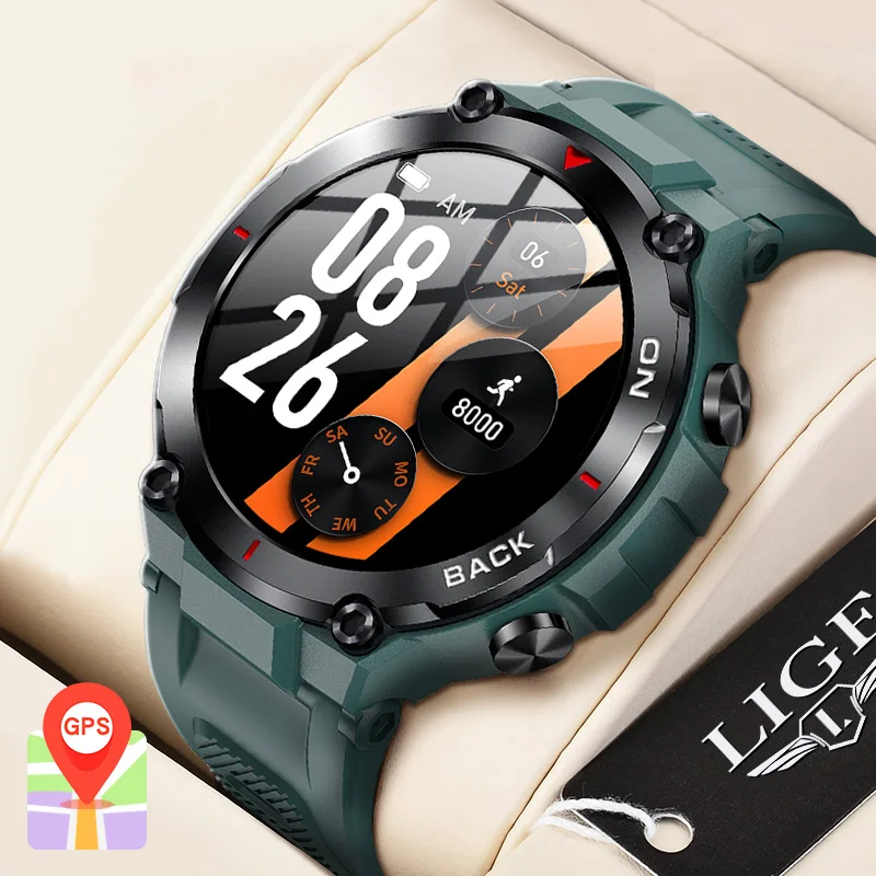 LIGE New Sport Smart Watch Men GPS Tracker 480mAh Large Battery Outdoor Waterproof Watch Health Monitor Wireless Call Smartwatch