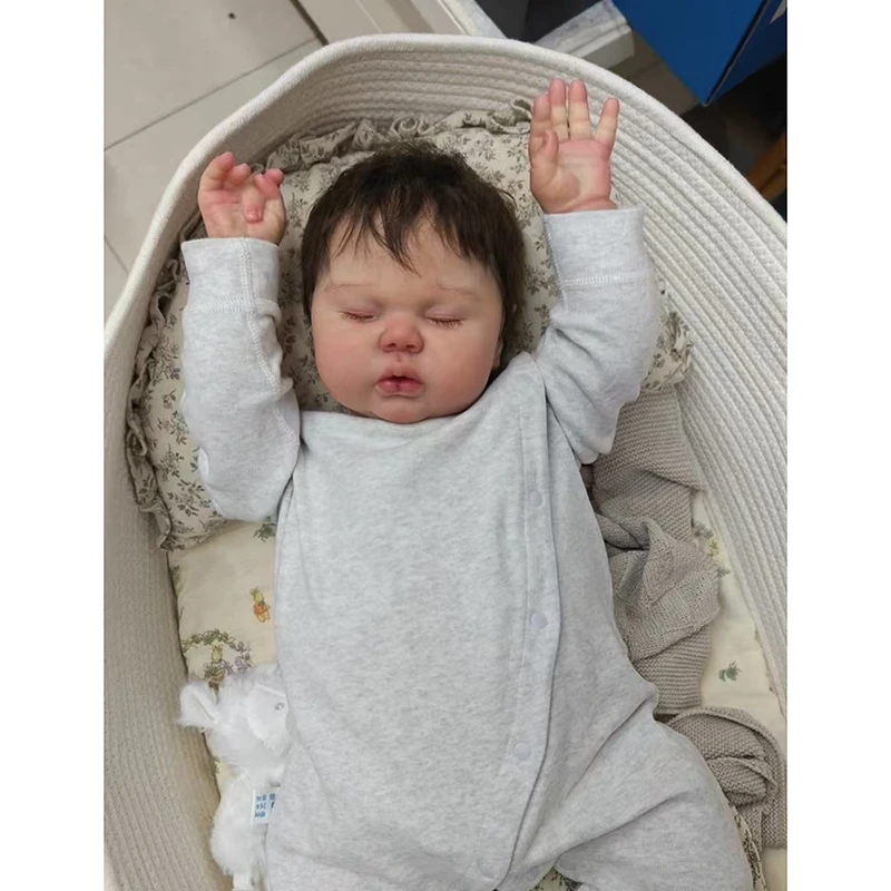 24Inch Wearing gray long sleeved jumpsuit Pickle Multiple Layers Painting 3D Skin Reborn Doll With Visible Veins Hand Root Hair