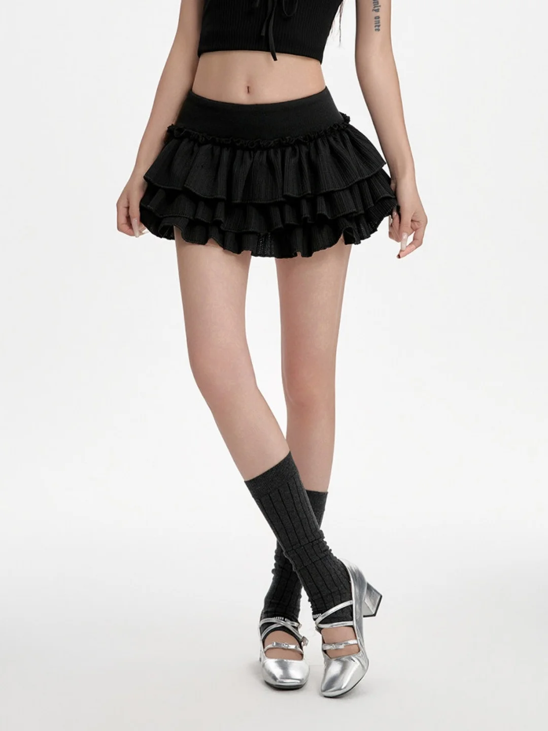 Black Puffy Cake Skirt Women's Summer New Low Waist Slim A-Line Skirt Pleated  Skirt Sexy Short Skirt Trendy Half-length ...