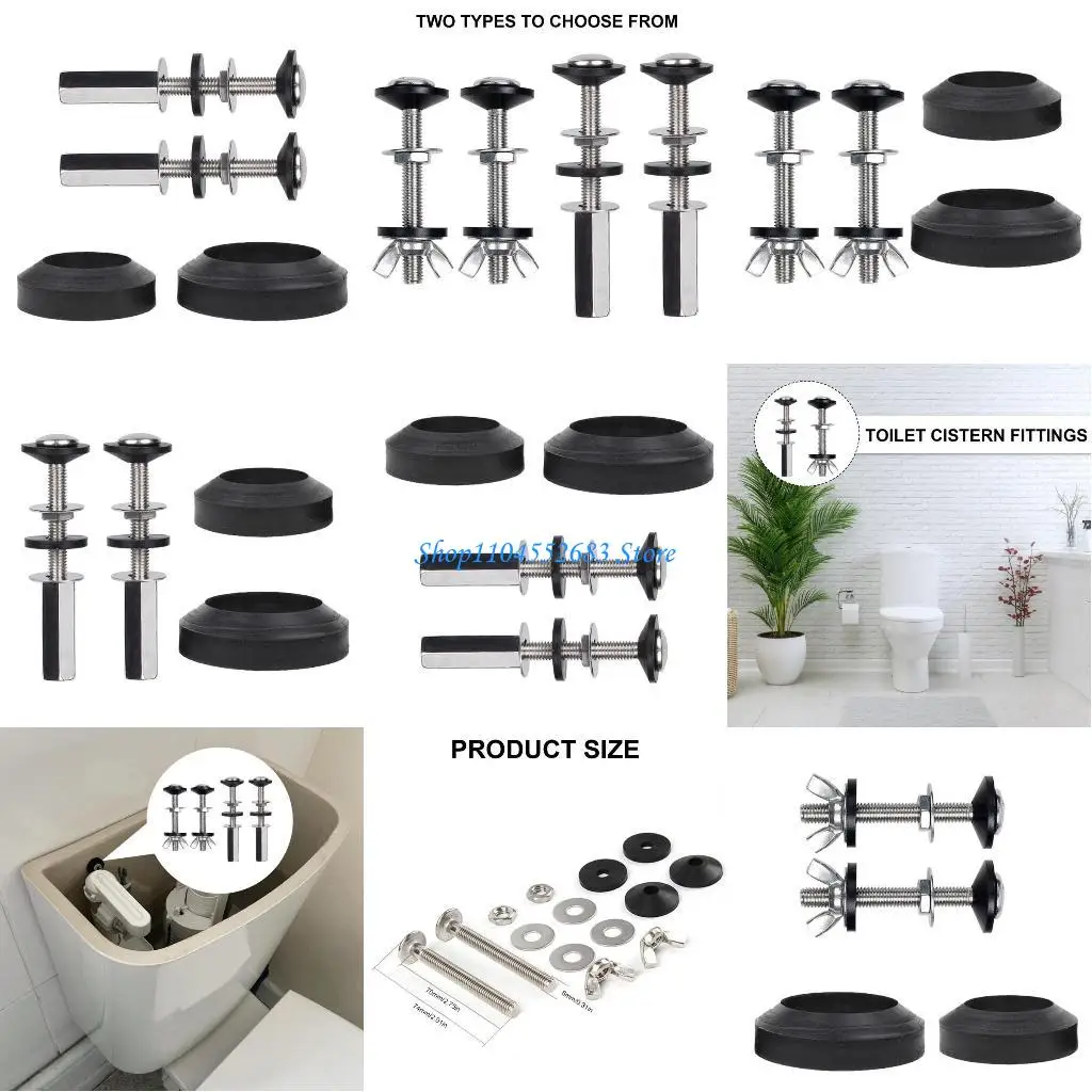 

Y6GD Upgrades Toilet tanks to Bowl Hardware set with Long Bolts & Sponge Gaskets Simple Installation for 2" & 3" flushes Valves