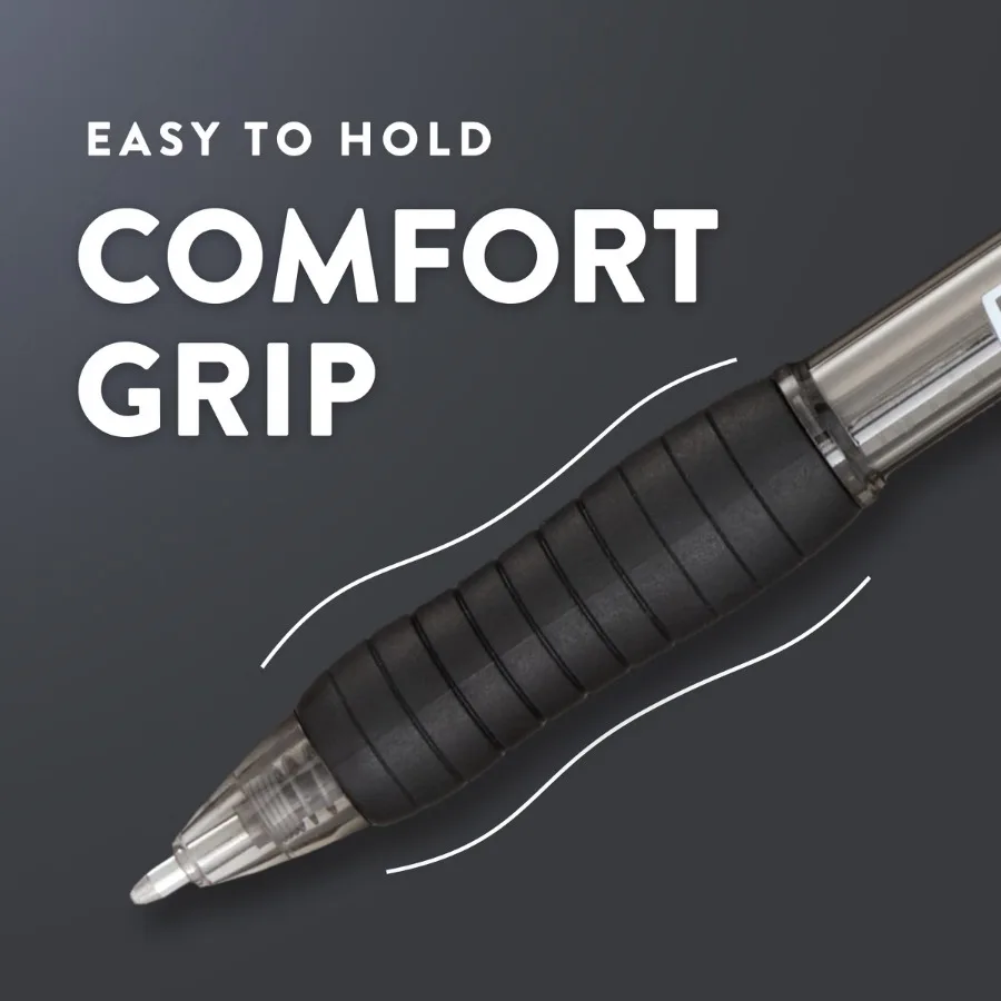 

Profile 4pk Ballpoint Pens 1.0mm Medium Tip Black: Retractable Ink Pens with Contoured Grip & Pocket Clip