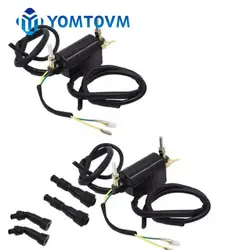 2pcs Ignition Coils + 4pcs Spark Plug Caps Set For 12V Kawasaki KZ Suzuki GS Honda CB 650 750 900 21121-1174 21121-1001