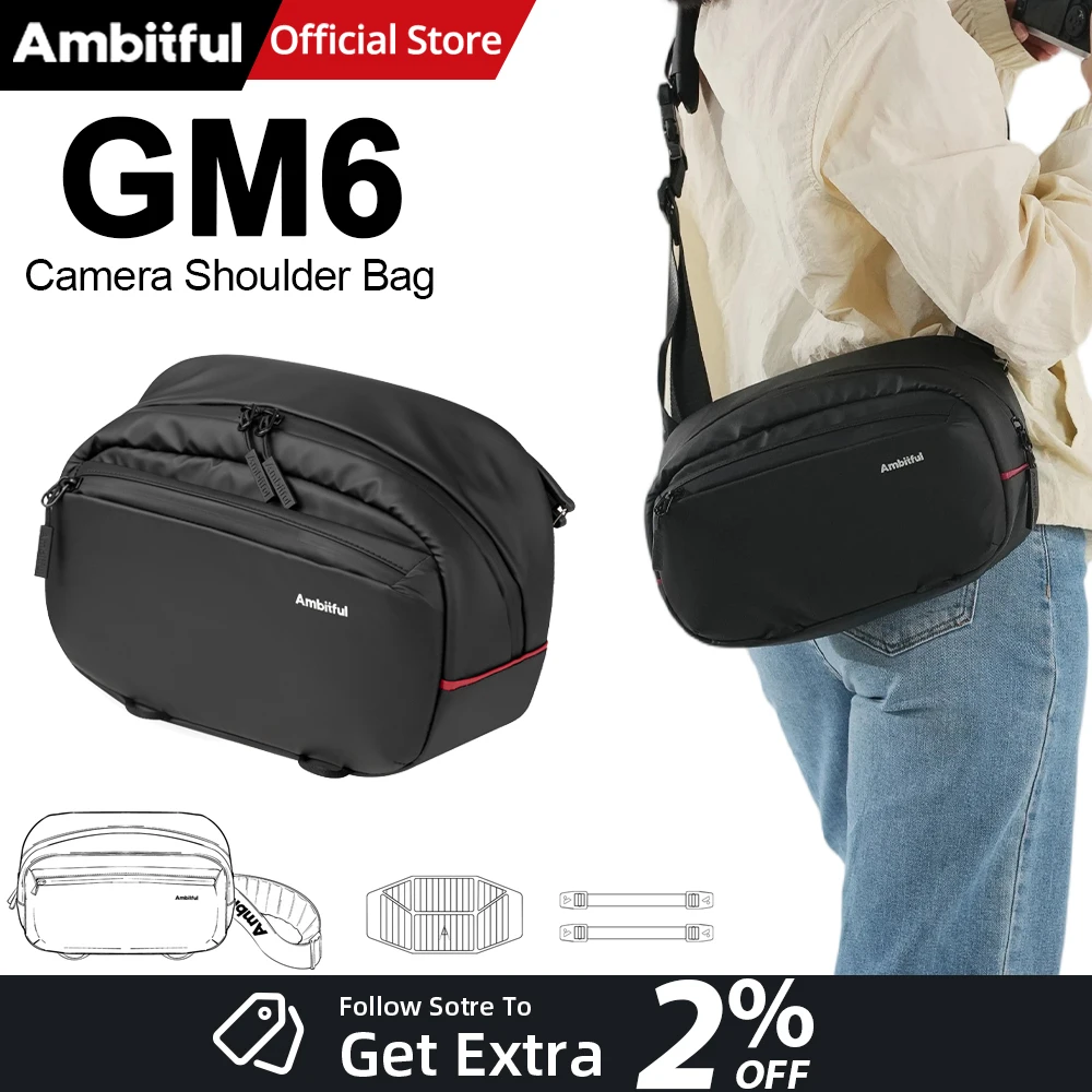 

AMBITFUL GM6 ii Camera Shoulder Bag IPX4 Waterproof for Digital Canon/Nikon/Sony/DJI Travel Photography Sling Bag