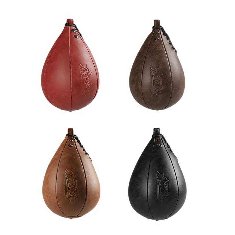 Vintage Leather Speed Bag Hanging Boxing Speed Punching Ball for MMA Muay Thai Kickboxing Training Improve Hand Speed & Reflexes