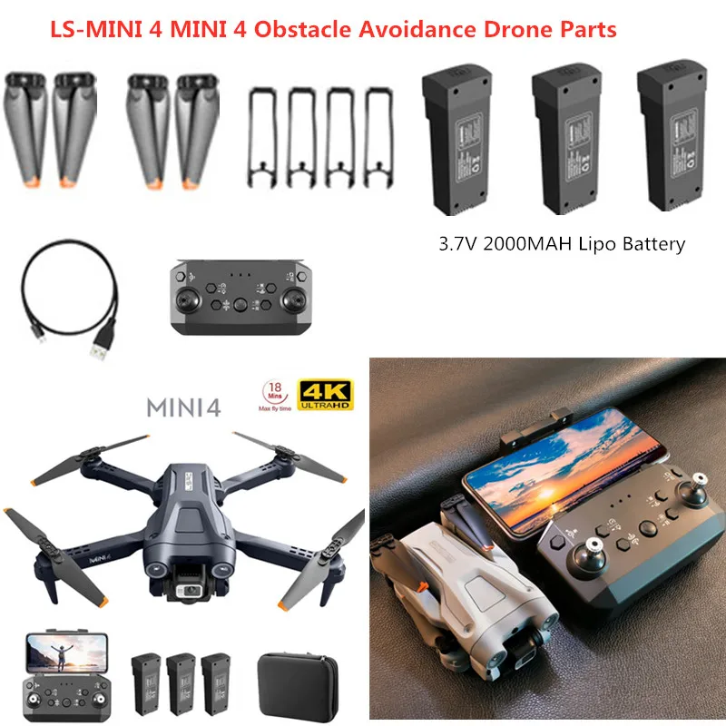 LS-MINI 4 LSRC Mini 4 RC Drone Spare Parts 3.7V 2000MAH Battery For MINI 4 RC Drone Accessories LS-MINI 4 Propeller MINI 4 Dron