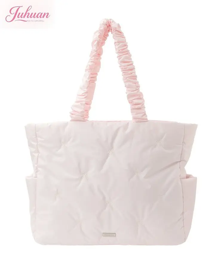 اليابانية 2025 الشتاء الحلو المطرزة القوس رقيق لينة الكتف المحمولة حقيبة ساعي عادية الحد الأدنى الرياح بوسطن حقيبة المرأة