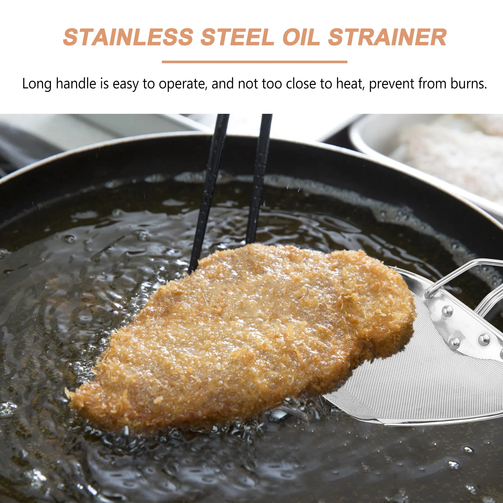 

Stainless Steel Oil Strainer Spoon Handle Fine Mesh Filter Grease Sieve Cooking Tool for Frying Noodles