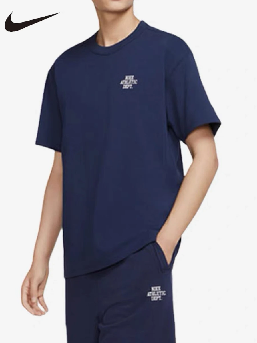 

Nike Men Athletic Training Tee Summer Crew Neck Short Sleeve Tops Breathable Back Letter Print Loose Casual T-shirt FD0306-410