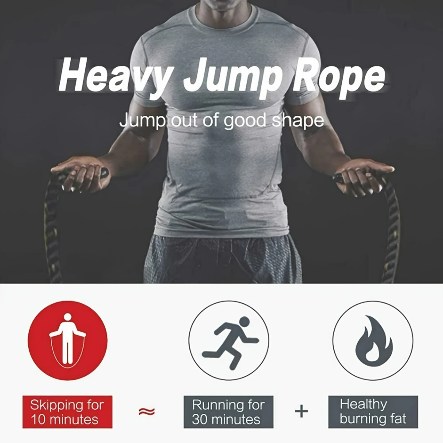 Durable Heavy Weighted Jump Rope for Full Body Training and Home Gym Workouts, 3lb for Men and Women. Effective Exercise Rope fo