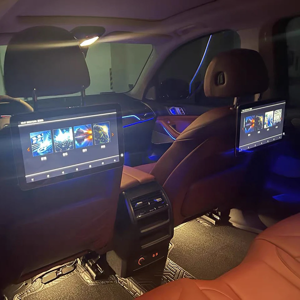 مسند رأس السيارة مشغل فيديو أندرويد 12 شاشة تلفزيون شاشة ذكية لسيارات BMW X5 X6 X7 2023 2024 2025 المكونات في المقعد الخلفي الترفيهي #3