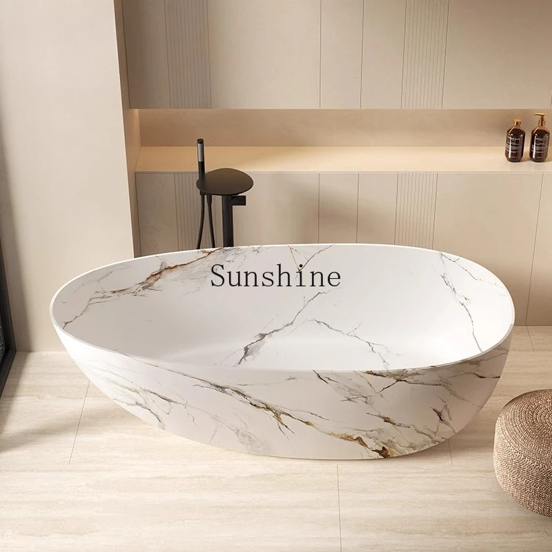 

Dali-textured freestanding artificial stone goose egg-shaped bathtub B & B Hotel Household Double