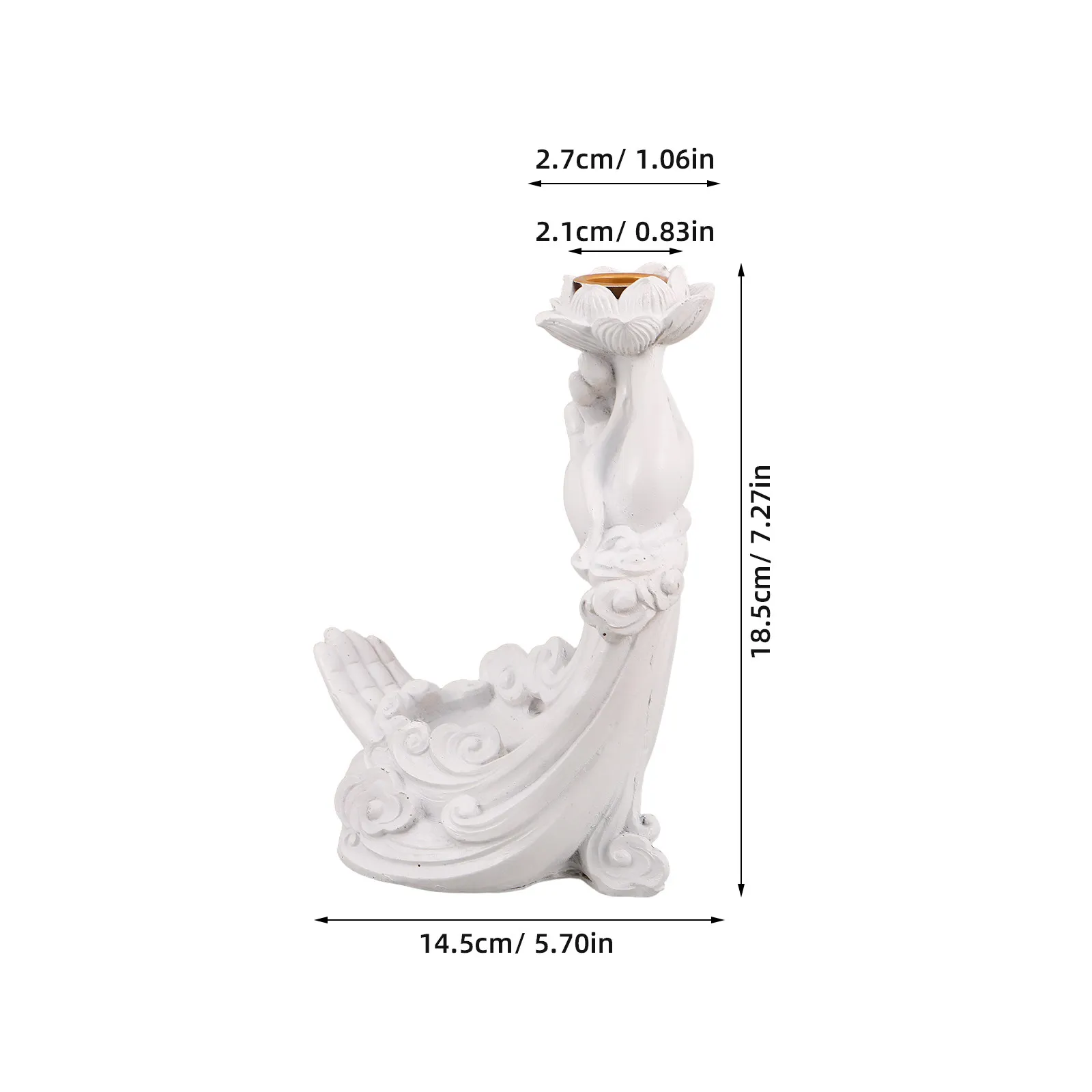 Lotus Flower Tealight Holder White Retro Buddha Hand Votive Candlestick Holder for Meditation Living Room Spiritual Zen view 6