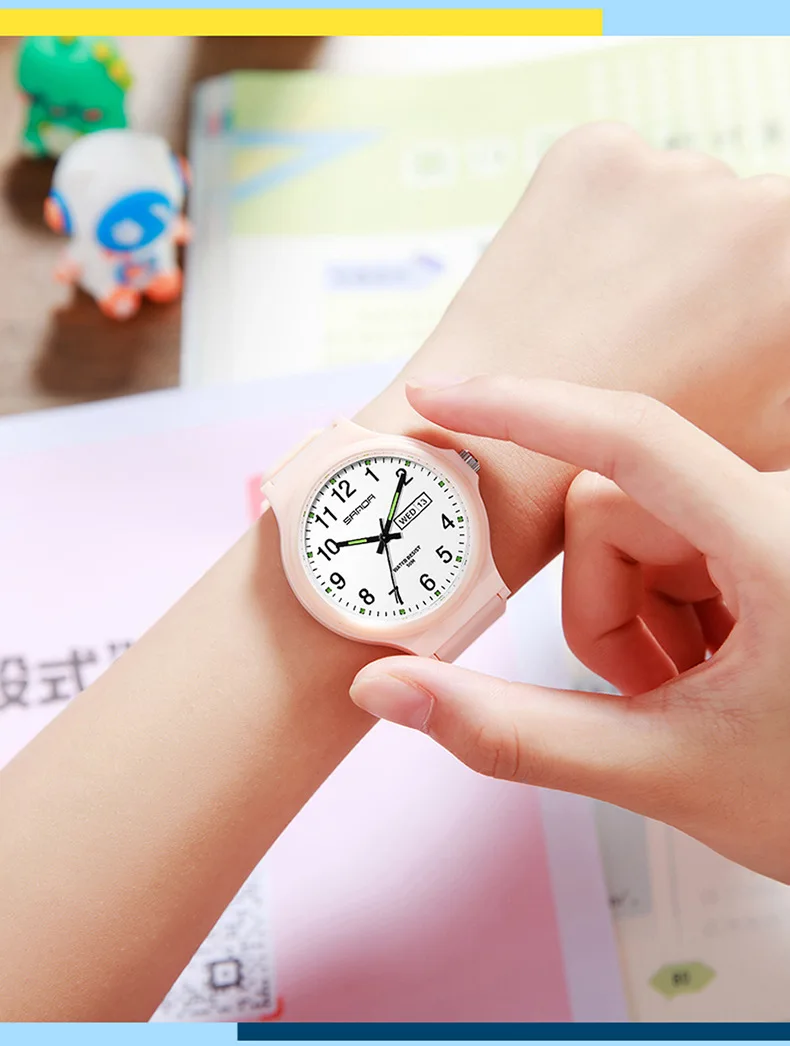SANDA 9072 Personalized Casual Simple Waterproof Night Light Date Silicone Strap Youth Quartz Watch Men's and Women's Gifts