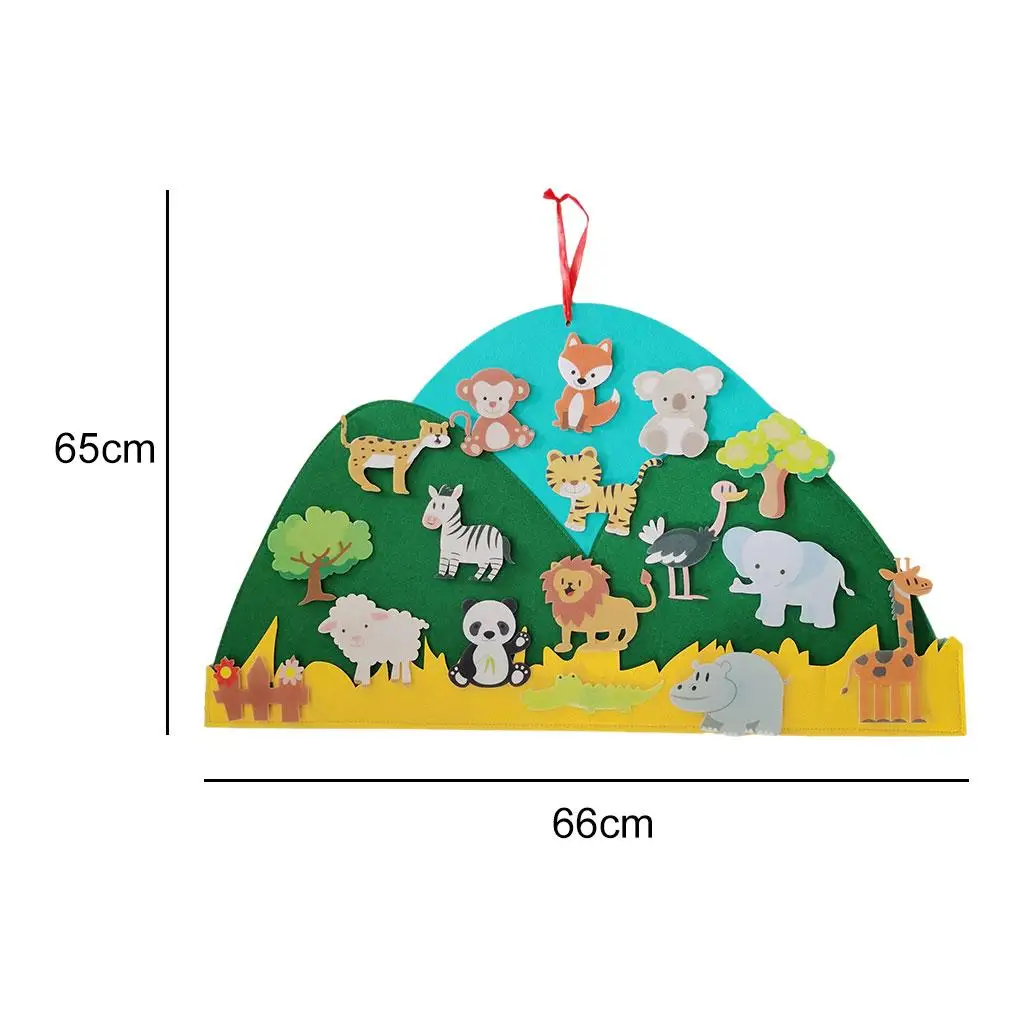 Planche en feutre Montessori pour bébé, animaux avec crochets, ensemble d'histoires, jouets en feutre pour