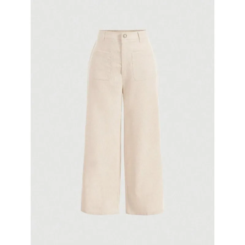 

Плюс размер 1XL-5XL, женские повседневные прямые брюки в стиле ретро, однотонные широкие брюки с высокой талией и карманами, модные длинные брюки High Street