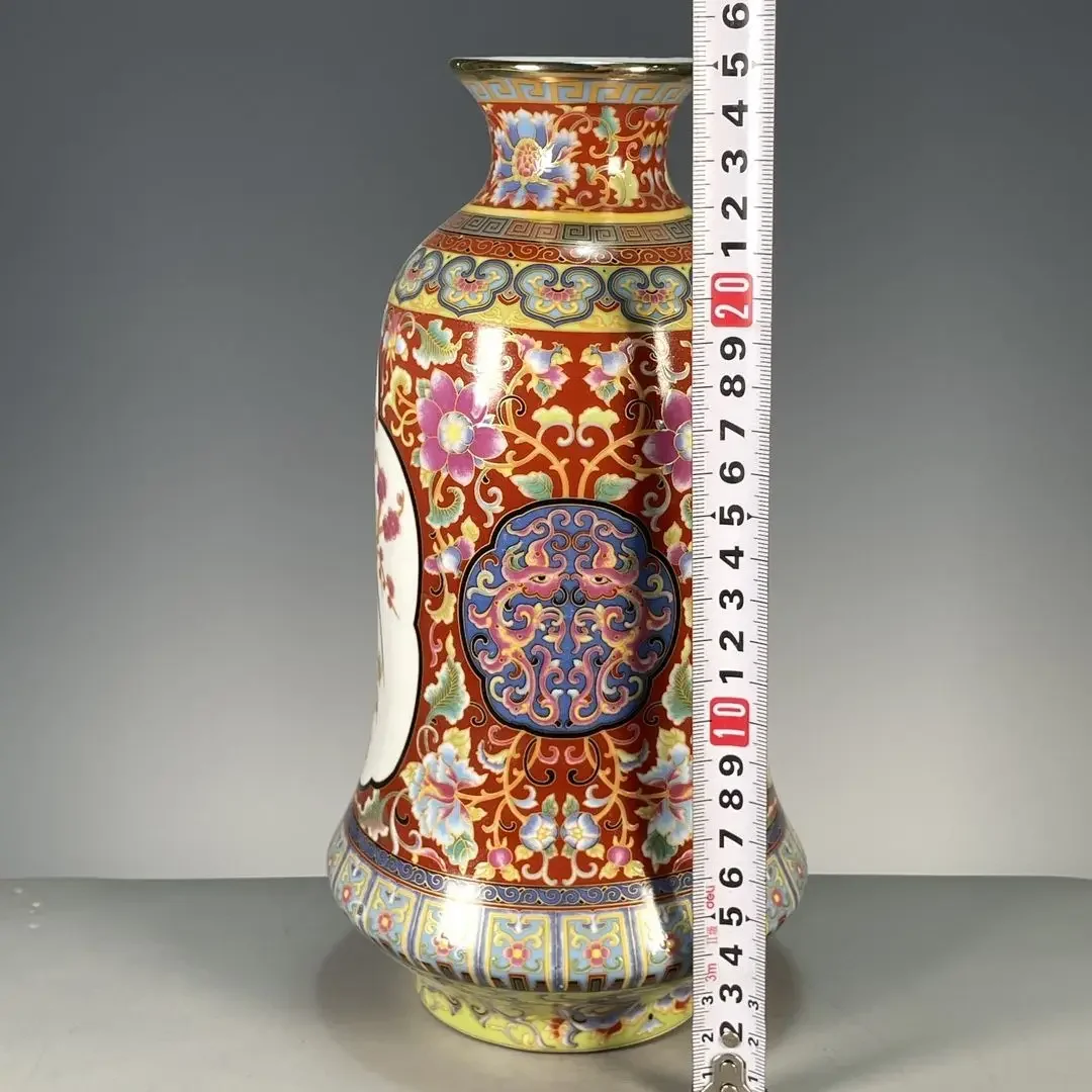 Collectible Porcelain Shangping Imperial Reward Vase, Exquisite Hand-Painted Falangcai Enamel Floral & Avian Bird Motifs