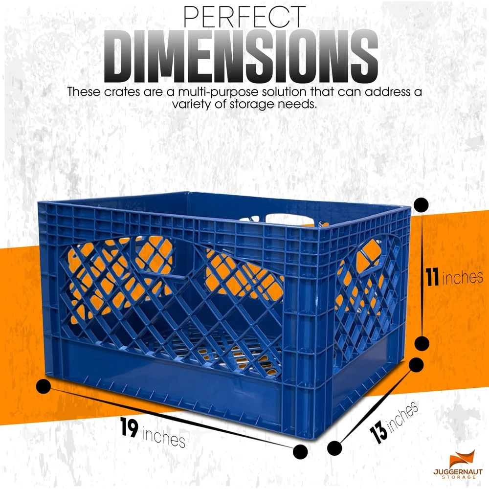 صناديق تخزين صندوق الحليب البلاستيكية شديدة التحمل 24QT، 3 عبوات من منظمات متينة قابلة للتكديس مع مقابض معززة للاستخدام في المرآب المنزلي