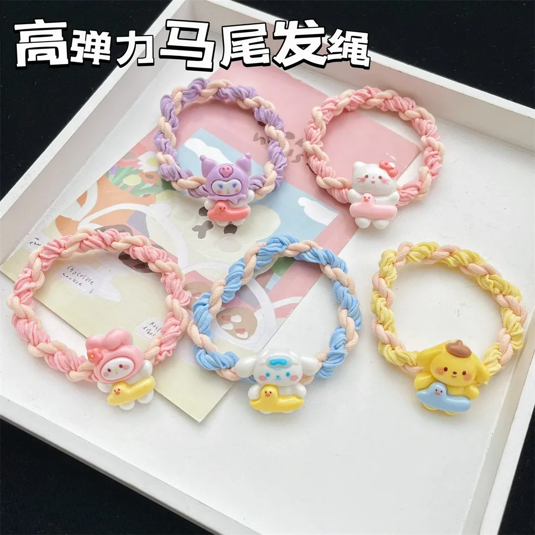 

Sanrio Hello Kitty Decorative Hair Loops, Elastic Ponytail Holders Cinnamoroll Kuromi My Melody Lovely Hair Styling Accessories