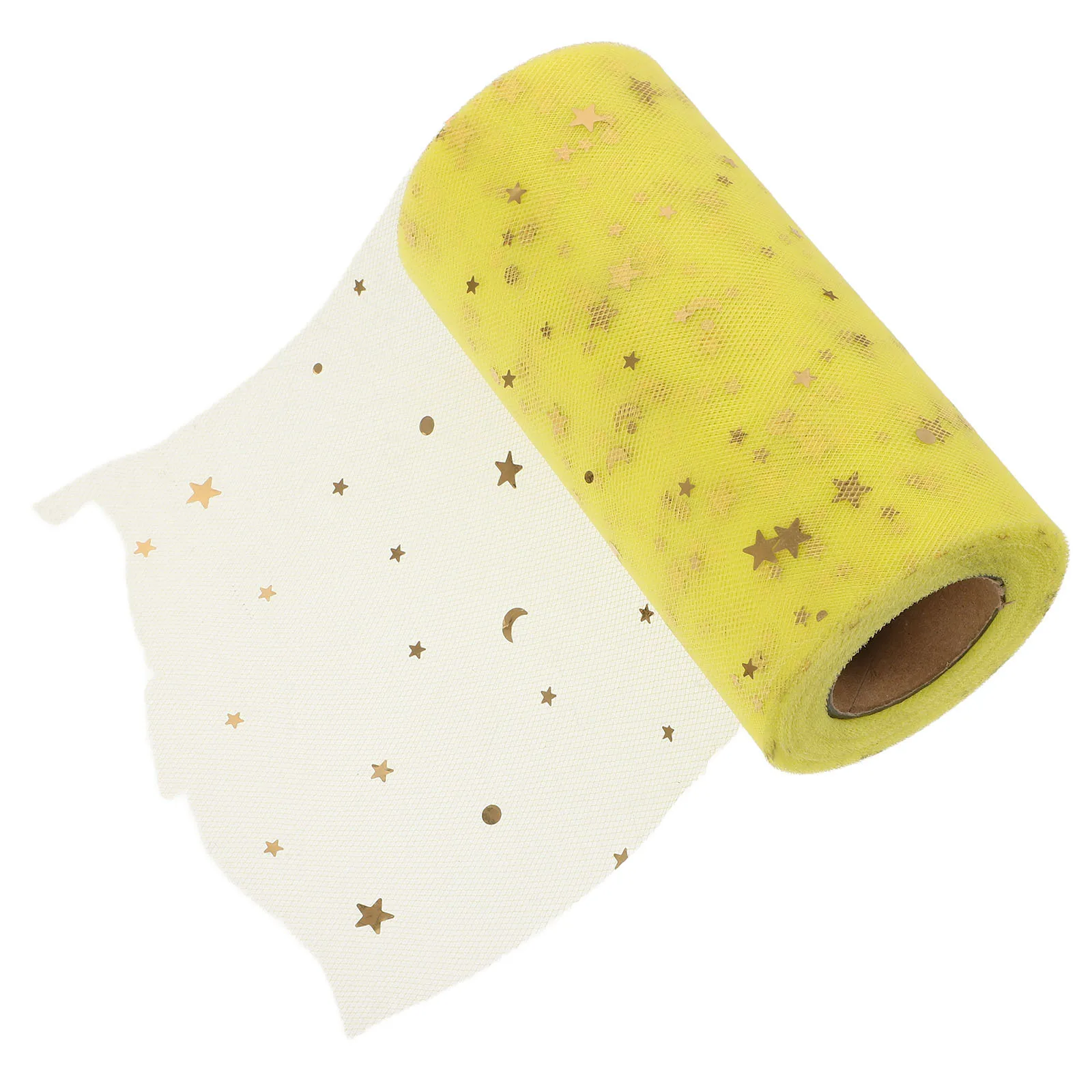 

2280x15cm Yellow Table Skirt with Sequins Gauze Design for Party Wedding Events Reusable Elegant Lightweight Decorative Desk