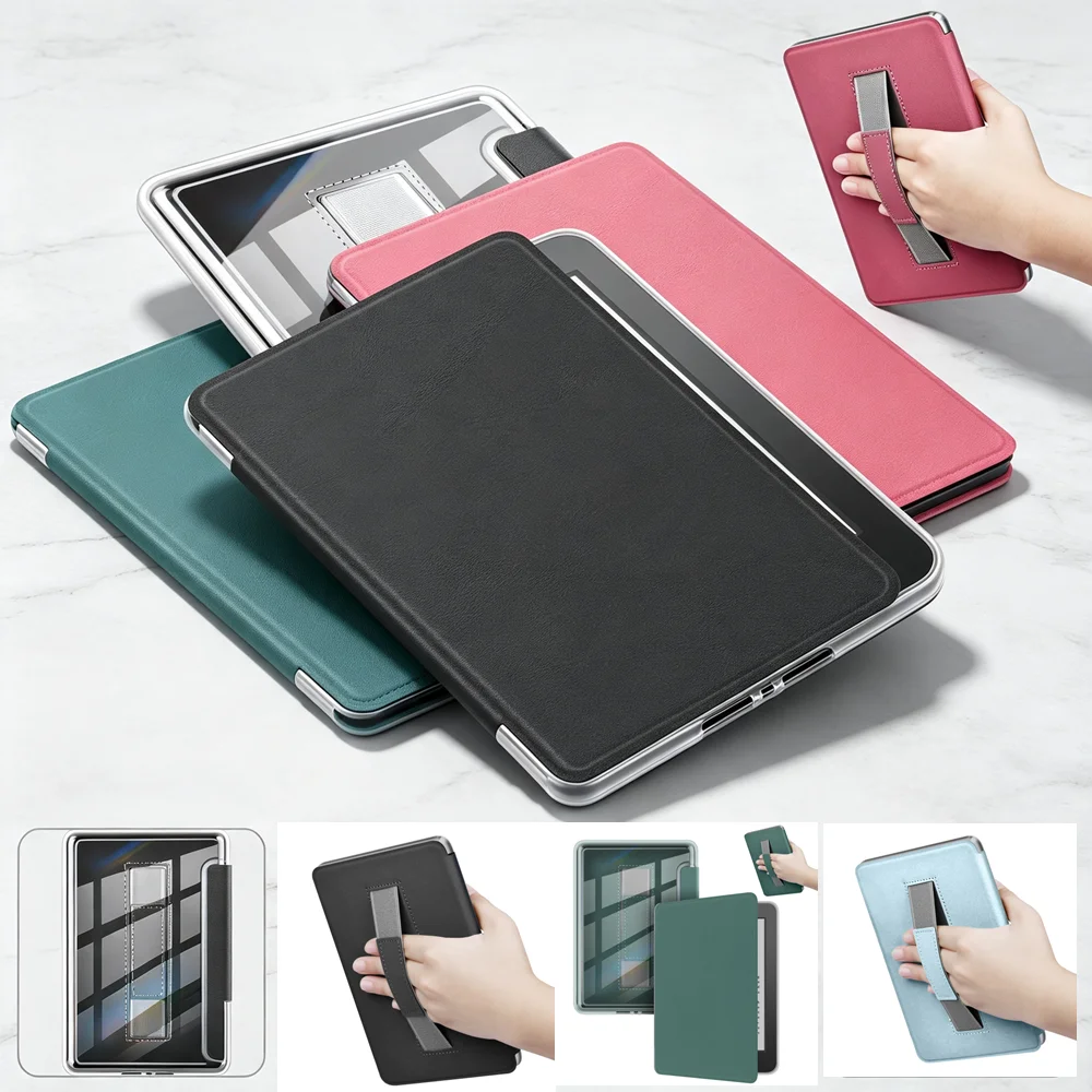 HandStrap Case for Kindle 8th Generation 2016 Release 6'' SY69JL PU Acrylic Clear Back Cover Wake/Sleep Ebook Accessories Case