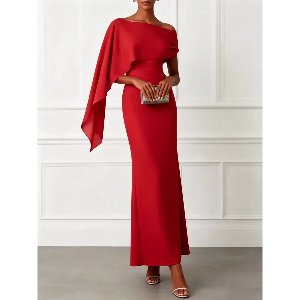 Customized Red Asymmetric Mother of Birde Dresses 2026 Sheath Women‘s Classic Party Attire Gowns Pleated Elegant Evening Dress