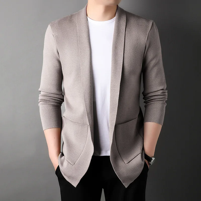 

2023 Men's Spring and Autumn Polo Collar Solid Color Cardigan Sweater Casual Versatile Casual Sweater