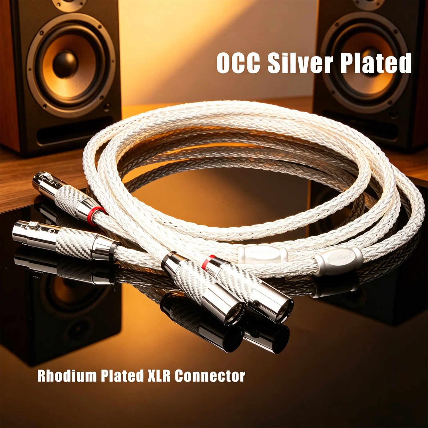 Pair 3Pin XLR Balanced Cable OCC Silver Plated XLR Cable PTFE Insultaion  Compatible with CDS, Microphones, Amplifiers