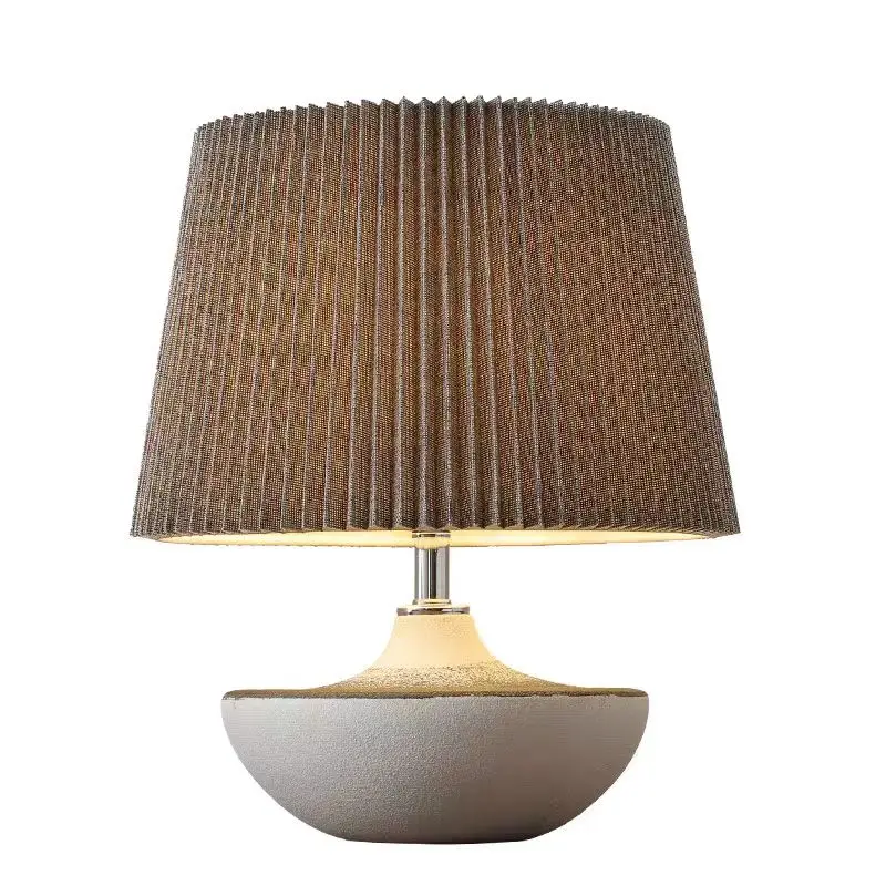 Ceramic Jar Table Lamp for Living Room Bedroom & Hotel Retro Style Designer Headboard Decoration with Cloth for HomeStay