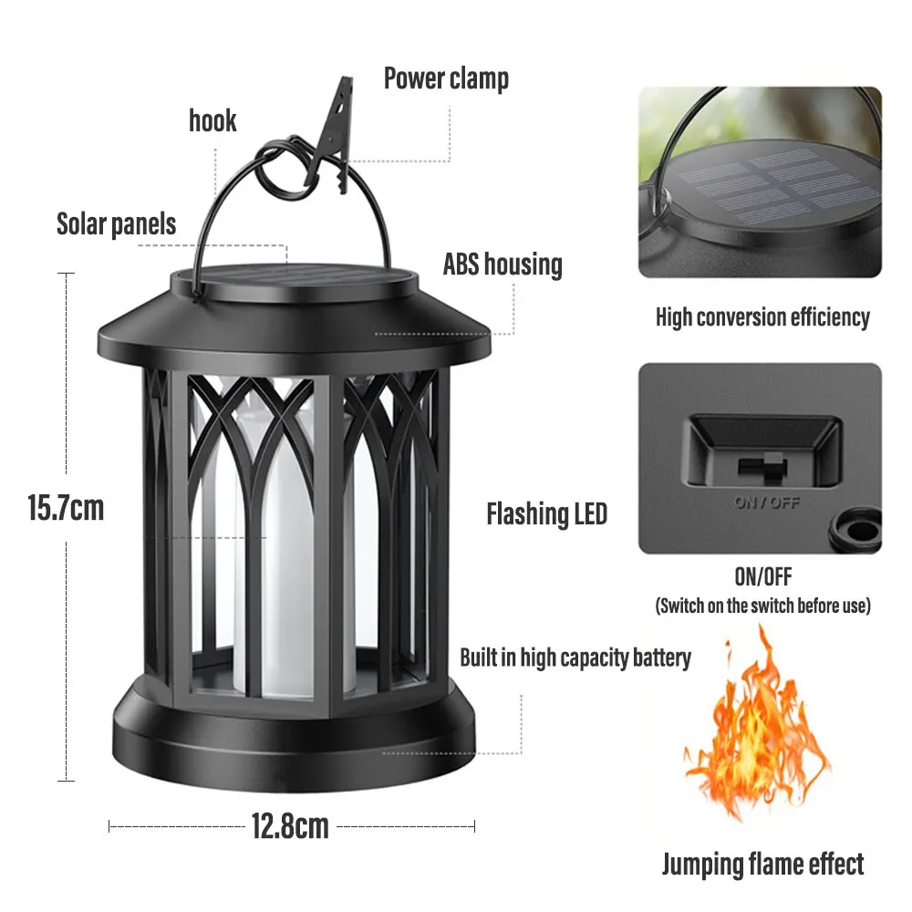 Led Zonne-Energie Simulatie Vuurlamp, Met Waterdichte Klem, Buitenmuurlamp, Landschapstuindecoratie