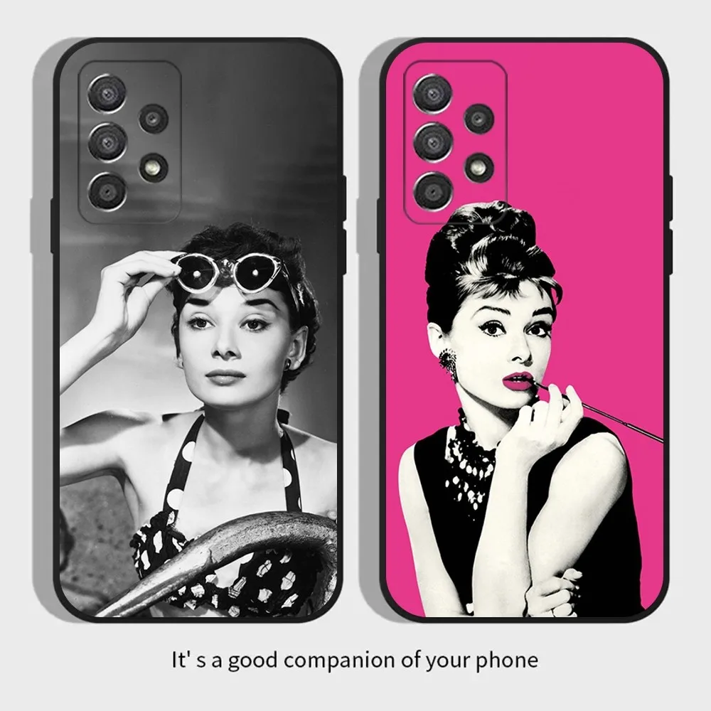 A-Audrey H-Hepburn Phone Case For Samsung Galaxy A13,A21s,A22,A31,A32,A52,A53,A71,A80,A91 Soft Black Cover