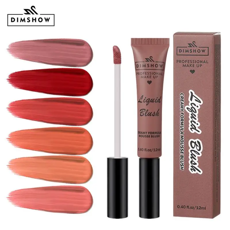 DIMSHOW 6 Color Long-lasting Liquid Blush Facial Contouring Lightweight Soft Multi-Use Cream Blush Waterproof Facial Blush Stick