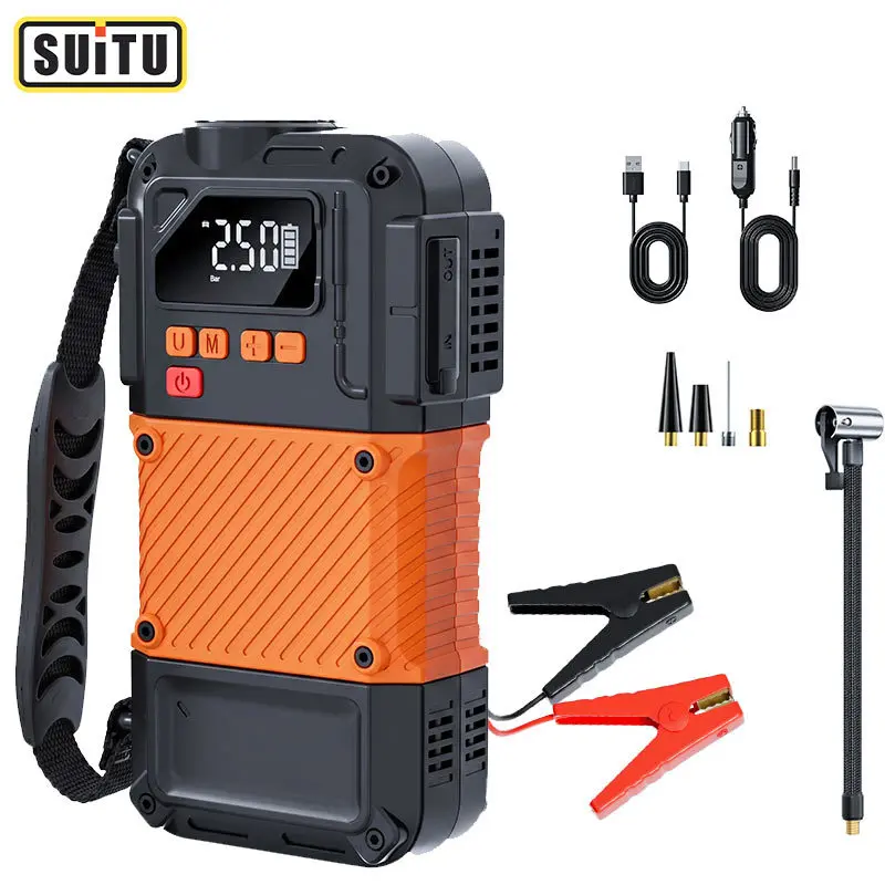 All‑in‑One Car Jump Starter & Tire Inflator, Battery Booster with 4 Inflation Modes for Auto, Bike, Motorcycle and Sports Balls