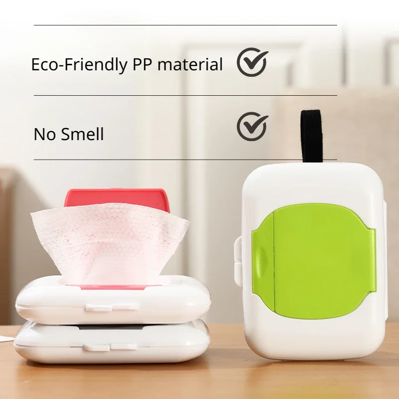 PP Material Baby Wet Wipe Pouch Portable Wipes Holder Case Flip Cover Snap-Strap Tissue Box Reusable Refillable Cosmetic Pouch