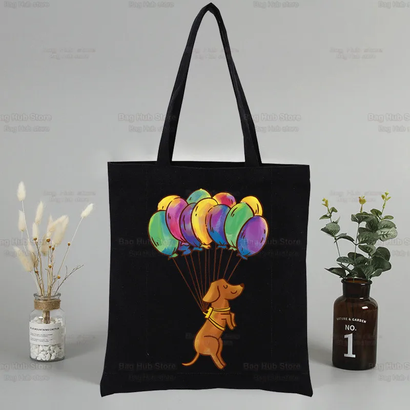 Dachshund Teckel Cute Dog Women Shopping Canvas Bag Female Girl Tote Eco Harajuku Shopper Shoulder Bags