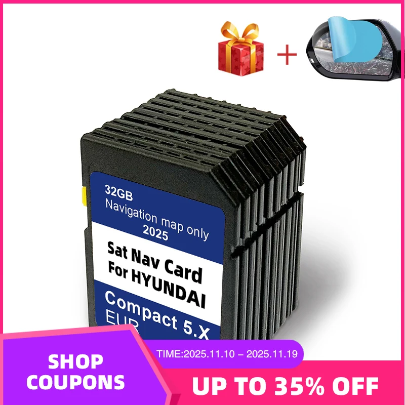 

Navigation GEN5 SD Card for Hyundai i10/i20/i30/i40/Kona/Santa/Tucson Compact 5.X RUR Update 2025 Sat Nav Map EU 32GB GPS