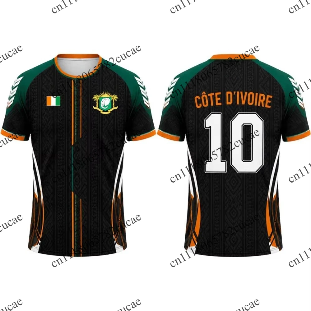 Men's breathable polo shirt, featuring Ivory Coast-inspired print for fans, providing comfortable sports wear