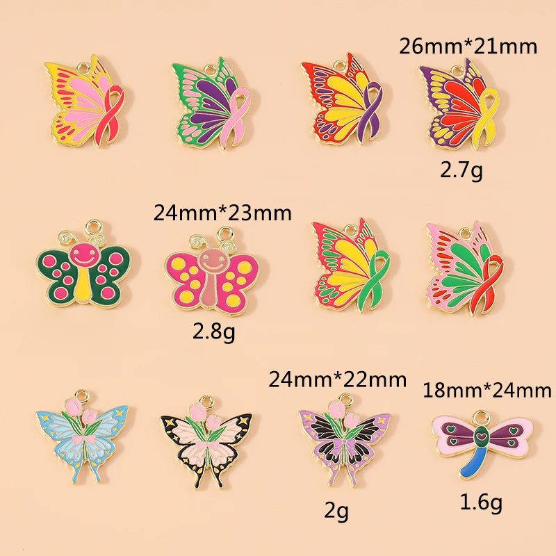 20 Stück Cartoon-Tier-Anhänger Emaille-Schmetterling-Libellen-Anhänger für Schmuckherstellung Ohrringe Halsketten DIY Bastelbedarf – Detail 1